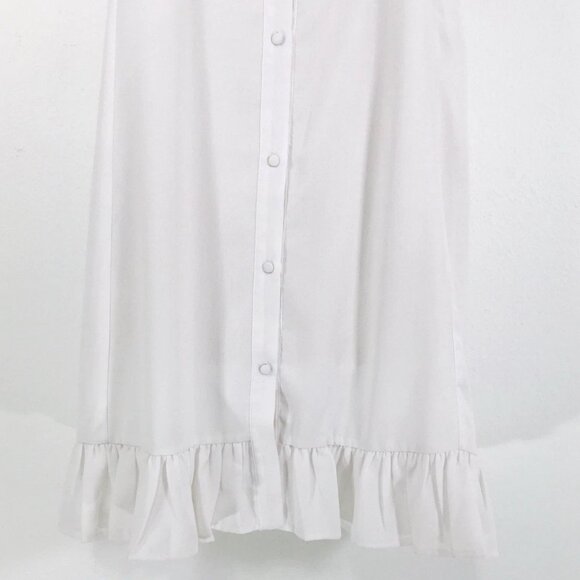 Gianni Bini Dress Sz M Strappy Halter Button Back Swing Flare Ruffle Hem - Picture 13 of 16